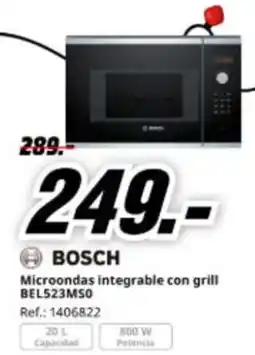 MediaMarkt BOSCH Microondas integrable con grill BEL523MSO oferta