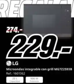 MediaMarkt LG Microondas integrable con grill MG7Z2593B oferta