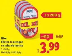 Lidl NIXE Filetes de arenque en salsa de tomate oferta
