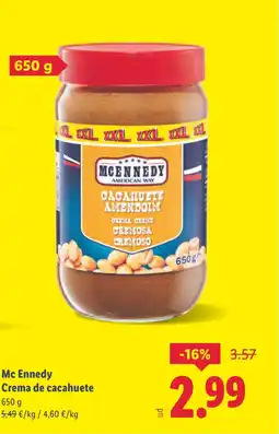Lidl MCENNEDY Crema de cacahuete oferta