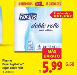 Lidl FLORALYS Papel higiénico 2 capas doble rollo oferta
