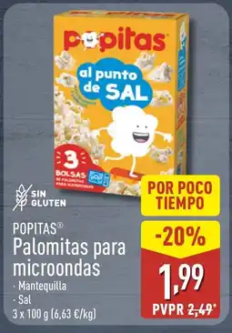 ALDI POPITAS Palomitas para microondas oferta
