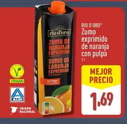 ALDI RIO D'ORO Zumo exprimido de naranja con pulpa oferta