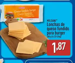 ALDI MILSANI Lonchas de queso fundido para burger oferta