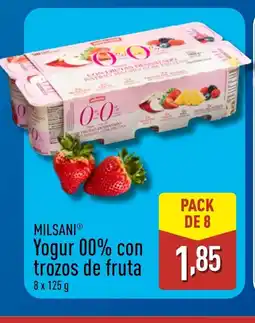 ALDI MILSANI Yogur 00% con trozos de fruta oferta