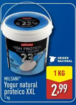 ALDI MILSANI Yogur natural proteico XXL oferta