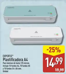 ALDI EXPERTIZ Plastificadora A4 oferta