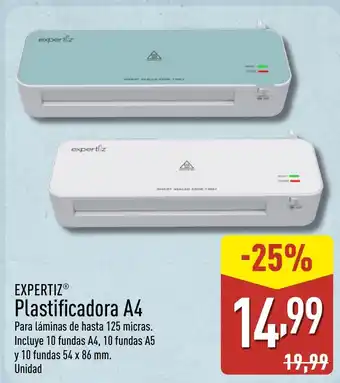 ALDI EXPERTIZ Plastificadora A4 oferta