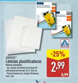 ALDI EXPERTIZ Láminas plastificadoras oferta