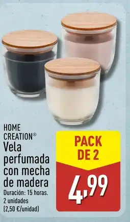 ALDI HOME CREATION Vela perfumada con mecha de madera oferta