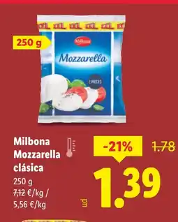 Lidl MILBONA Mozzarella clásica oferta