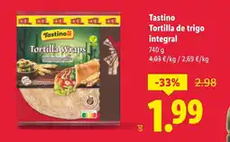 Lidl TASTINO Tortilla de trigo integral oferta