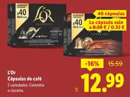 Lidl L'OR Cápsulas de café oferta