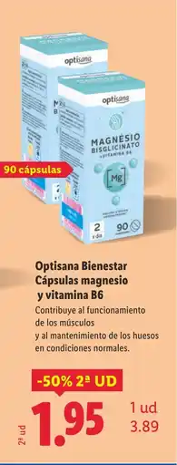 Lidl OPTISANA Bienestar Cápsulas magnesio y vitamina B6 oferta