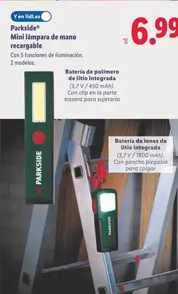Lidl PARKSIDE Mini lámpara de mano recargable oferta