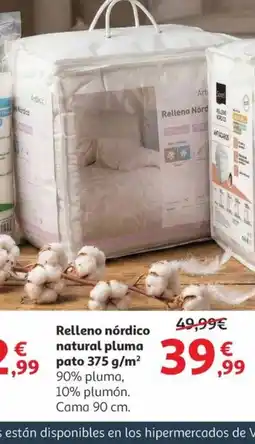 Alcampo Relleno nórdico natural pluma pato oferta