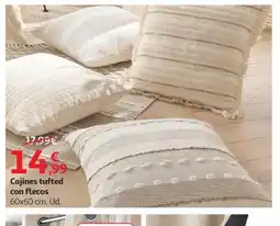 Alcampo Cojines tufted con flecos oferta