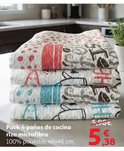 Alcampo Pack 4 paños de cocina rizo microfibra oferta