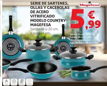MAGEFESA Serie de sartenes, ollas y cacerolas de acero vitrificado modelo country