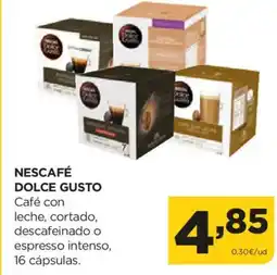 Alimerka NESCAFÉ DOLCE GUSTO Café con leche, cortado, descafeinado o espresso intenso, 16 cápsulas. oferta