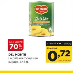 Alimerka DEL MONTE La piña en rodajas en su jugo oferta
