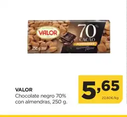 Alimerka VALOR Chocolate negro 70% con almendras oferta
