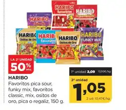 Alimerka HARIBO Favoritos pica sour, funky mix, favoritos classic, mix, ositos de oro, pica o regaliz oferta