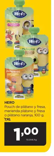 Alimerka HERO Pouch de plátano y fresa, merienda plátano y fresa o plátano naranja oferta