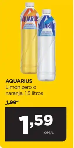 Alimerka AQUARIUS Limón zero O Limón zero O naranja, 1,5 litros oferta
