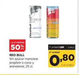 Alimerka RED BULL Sin azúcar manzana jengibre o coco y arándanos oferta