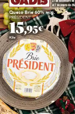 Gadis PRÉSIDENT Queso Brie 60% m.g. oferta