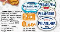 Gadis PHILADELPHIA Queso Con Queso de Cabra, sin Lactosa o Finas Hierbas Tarrina oferta