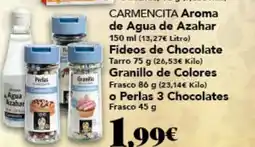 Gadis CARMENCITA Aroma de Agua de Azahar Fideos de Chocolate Tarro Granillo de Colores o perlas 3 chocolates oferta
