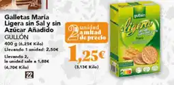 Gadis GULLÓN Galletas María Ligera sin Sal y sin Azúcar Añadido oferta