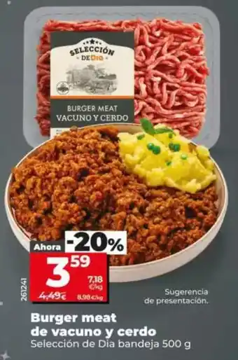 Seleccion de dia - burger meat de vacuno y cerdo