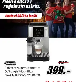 MediaMarkt De'longhi - cafetera superautomatica de'longhi magnifica start milk ecam220.80.sb oferta