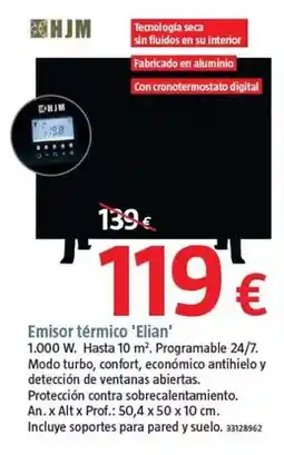 Bauhaus Hjm - emisor térmico 'elian' oferta
