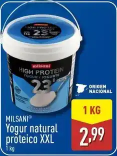 ALDI Milsani - yogur natural proteico xxl oferta