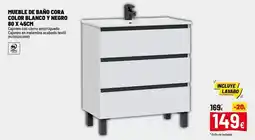 Brico Depôt Blanco - mueble de baño cora color y negro 80 x 45cm oferta