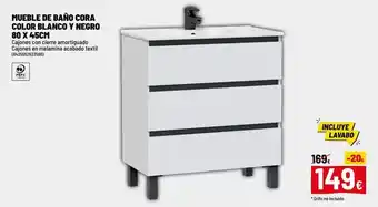 Blanco - mueble de baño cora color y negro 80 x 45cm