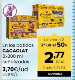 Autoservicios Familia CACAOLAT En los batidos señalizados oferta