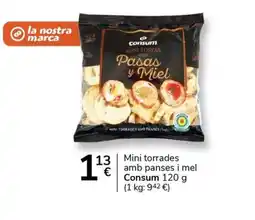 Supermercados Charter CONSUM Mini torrades amb panses i mel oferta