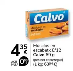 Supermercados Charter CALVO Mejillones en escabetx oferta