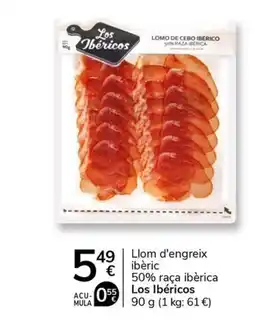 Supermercados Charter LOS IBÉRICOS Llom d'engreix ibèric 50% raça ibèrica oferta