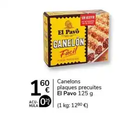 Supermercados Charter EL PAVO Canelons plaques precuites oferta