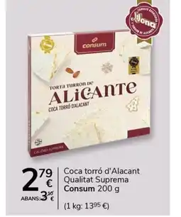 Supermercados Charter CONSUM Coca torró d'Alacant Qualitat Suprema oferta