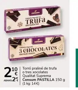 Supermercados Charter CONSUM Torró praliné de trufa Qualitat Suprema oferta