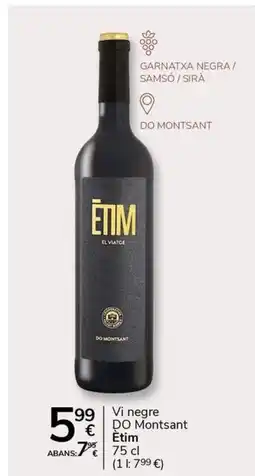 Supermercados Charter ETIM Vi negre DO Montsant oferta