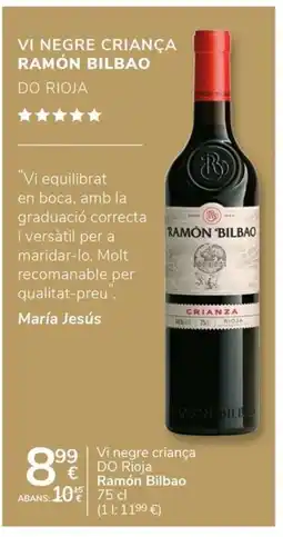 Supermercados Charter RAMÓN BILBAO Vi negre criança DO Rioja oferta