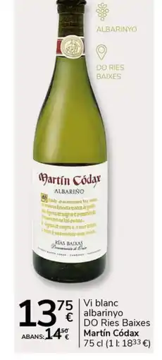 Supermercados Charter MARTIN CÓDAX Vi blanc albarinyo DO Ries Baixes oferta